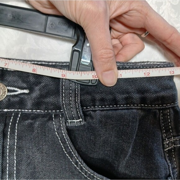 Shein Women's Baggy High Waist Jeans Black Embroidered Letter Denim Size Small - Picture 8 of 10